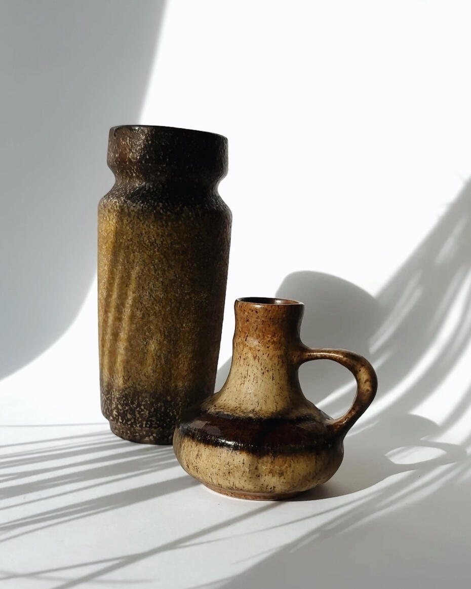 Vintage Mid-Century West German ceramic vase and small jug